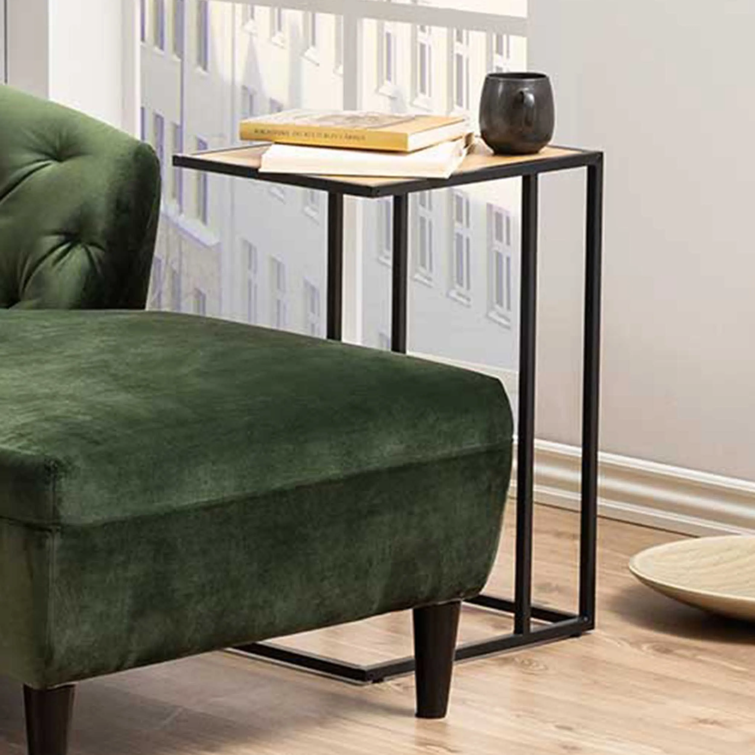 Table d'appoint Dover - noir/chêne sauvage