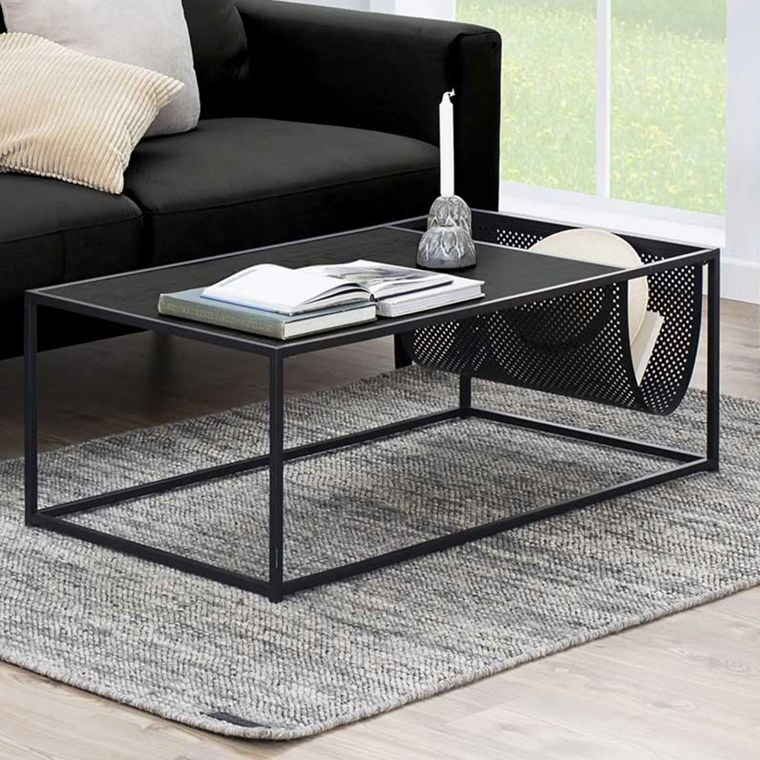Table basse avec porte-revues Dover - noir