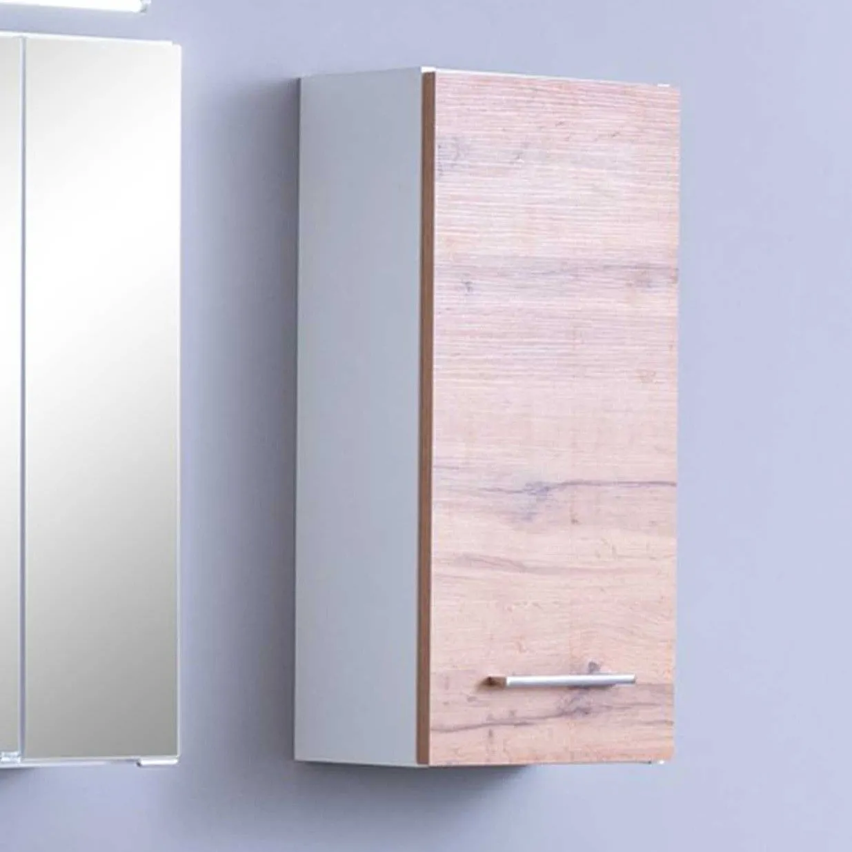 Armoire murale Pares 30cm 1 porte - blanc/chêne wotan