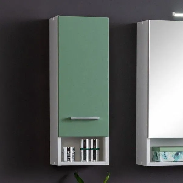 Armoire murale Ricca 25cm 1 porte - blanc/vert