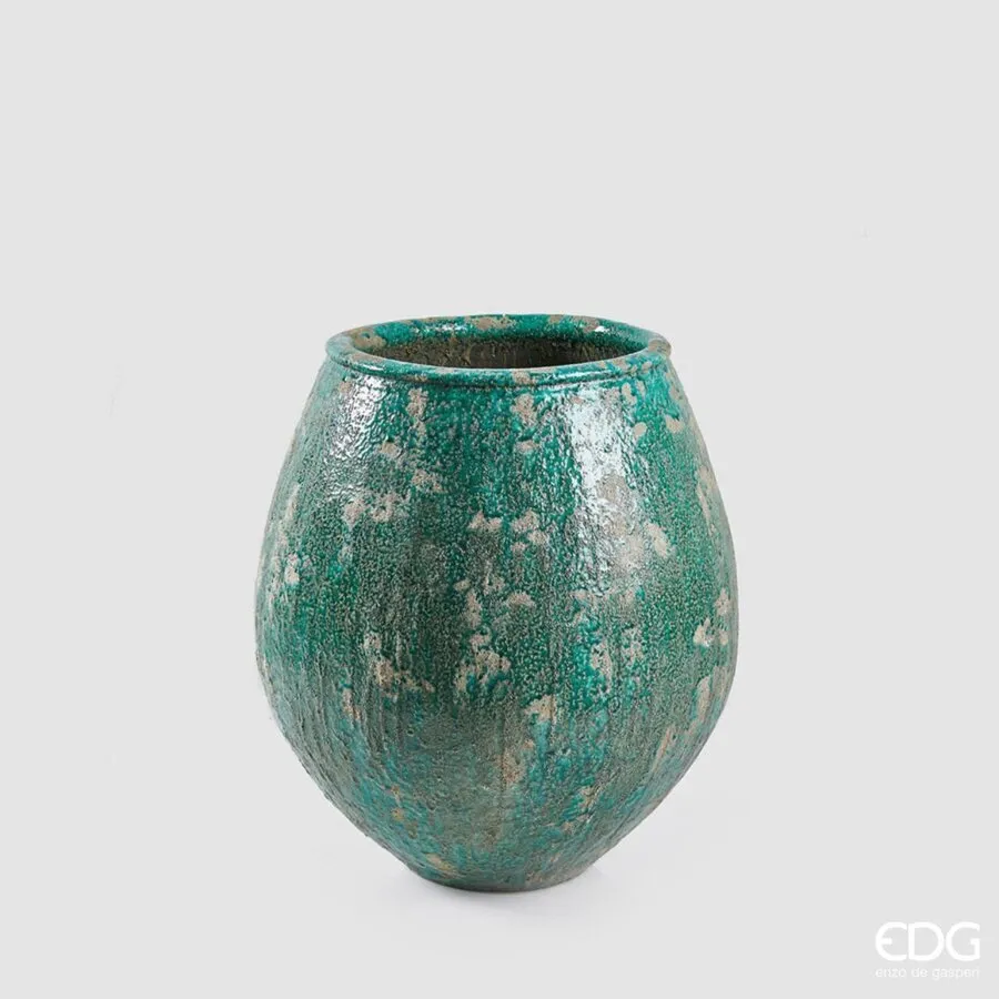 EDG Enzo De Gasperi Vase Phoenix Curved H 51 Cm D 46 Cm Green Waterpro
