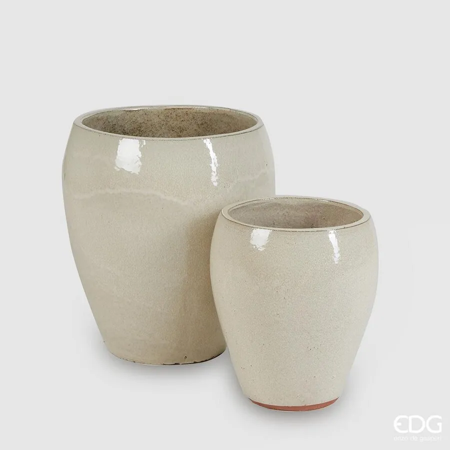 EDG Enzo De Gasperi Set 2 Pcs Glaze Vase Curved H 42 Cm H 32 Cm Waterp