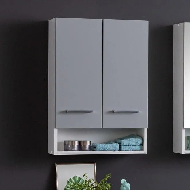 Armoire murale Ricca 50cm 2 portes - blanc/gris clair