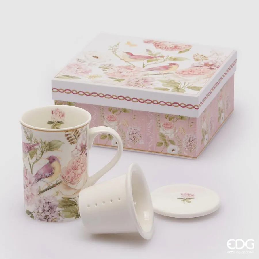 EDG Enzo De Gasperi Gift Box Porcelain Cup with Filter and Lid H 11 Cm