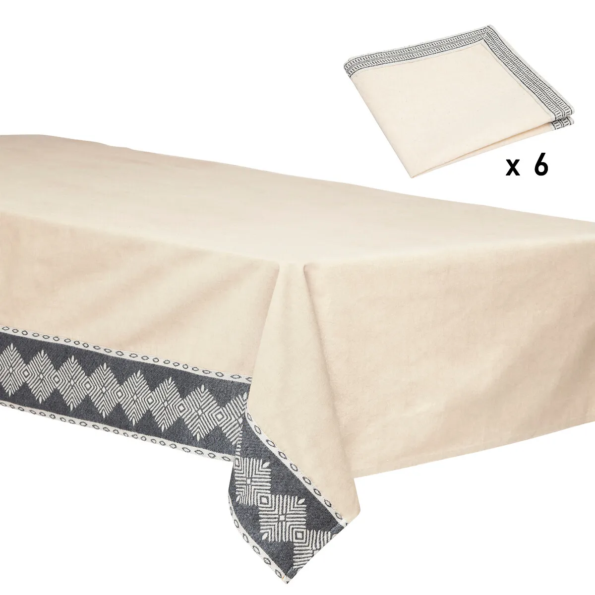 Ensemble nappe et 6 serviettes "Inuit", coton