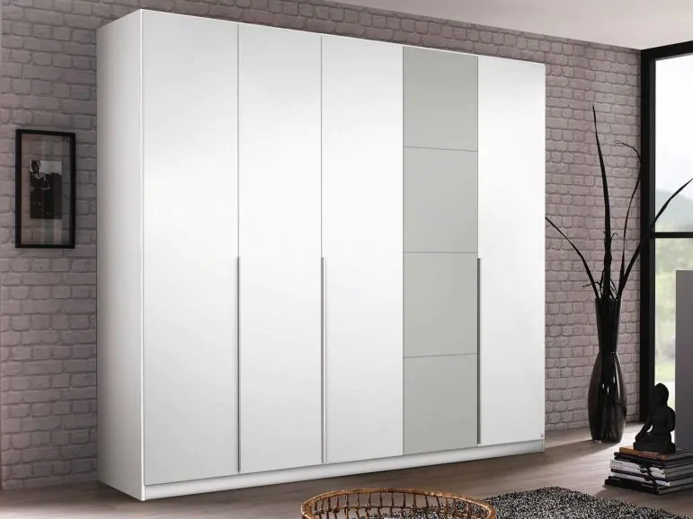 Armoire BELLO 5 portes blanc alpin/gris soie