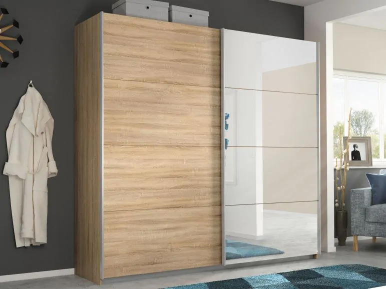 Armoire BELLUCA 2 portes coulissantes chêne sonoma