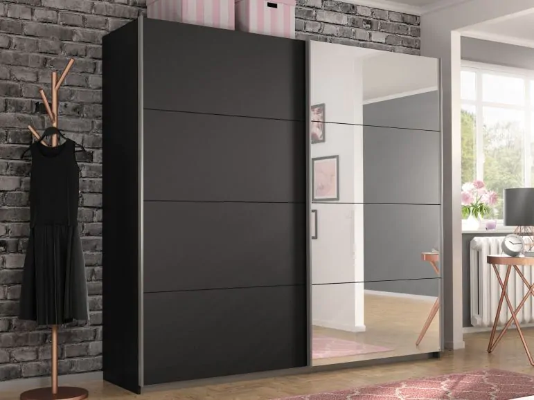 Armoire BELLUCA 2 portes coulissantes gris métal