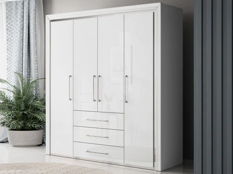 Armoire ARNOLI 4 portes 3 tiroirs blanc