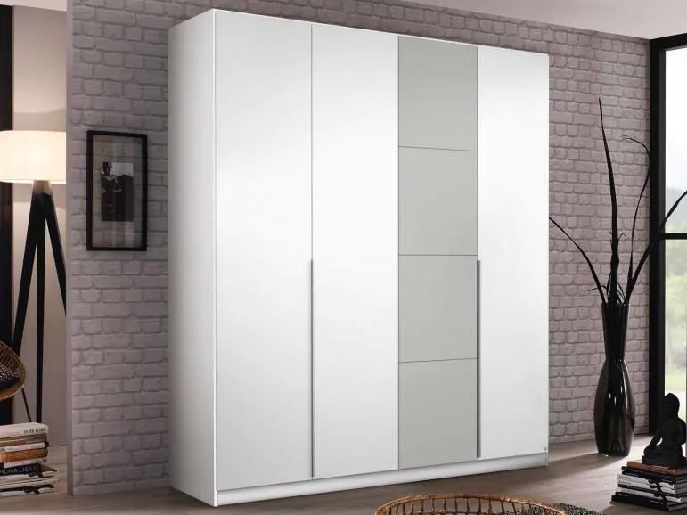 Armoire BELLO 4 portes blanc alpin/gris soie