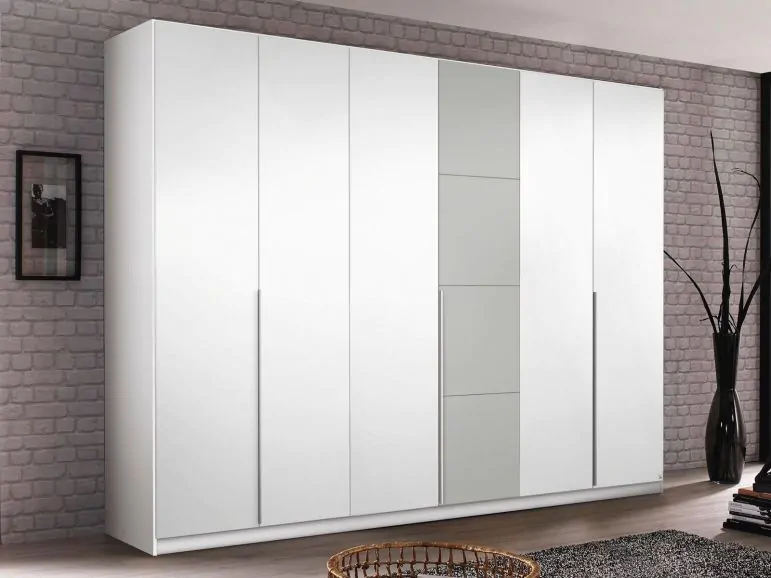 Armoire BELLO 6 portes blanc alpin/gris soie