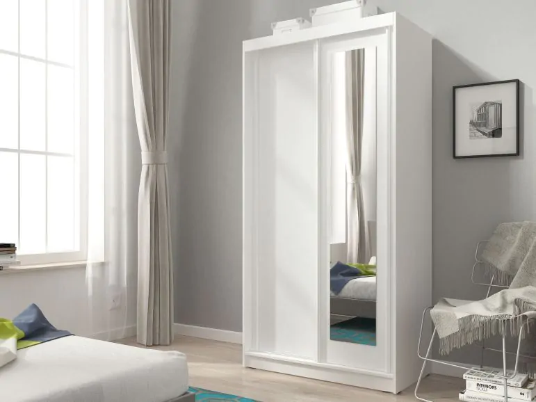 Armoire ALABAMA 2 portes coulissantes 100 cm blanc