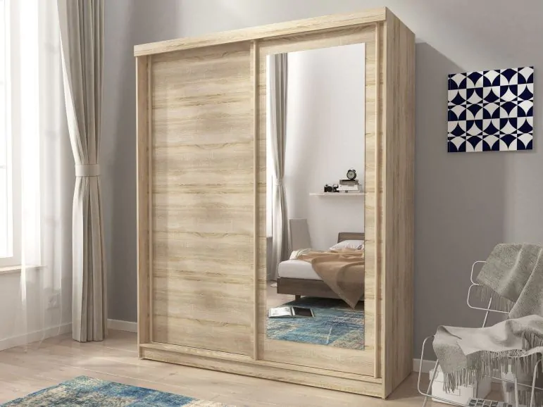 Armoire ALABAMA 2 portes coulissantes 200 cm chêne sonoma