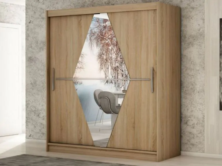 Armoire BOLIVAR 2 portes coulissantes 200 cm sonoma