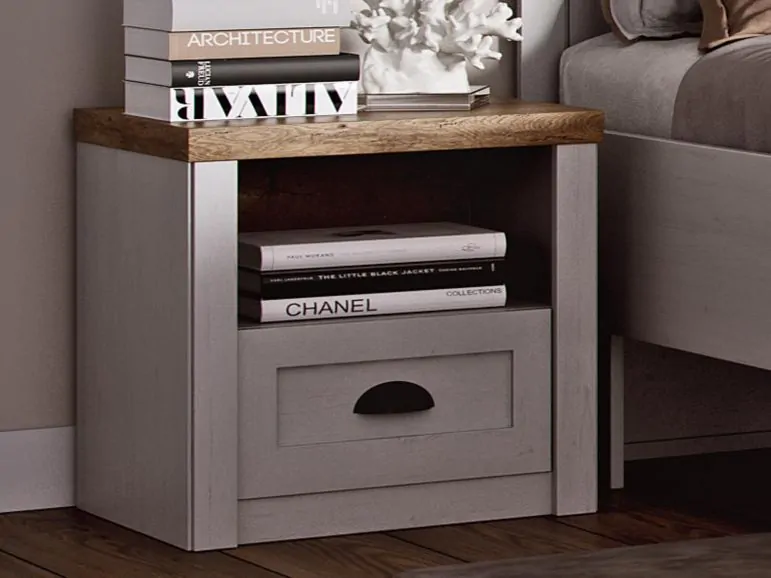 Table de chevet PRONTA 1 tiroir pin andersen/chêne lefkas