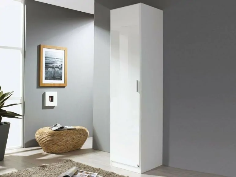 Armoire CELTI 1 porte blanc/blanc laqué