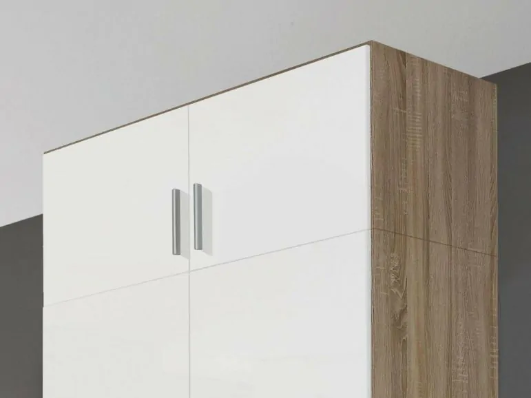 Surmeuble CELLON sonoma 2 portes blanc brillant