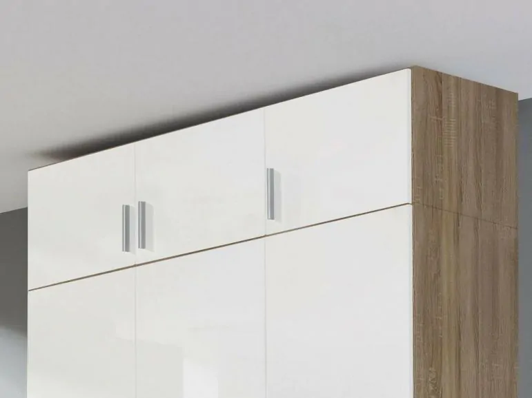 Surmeuble CELLON sonoma 3 portes blanc brillant