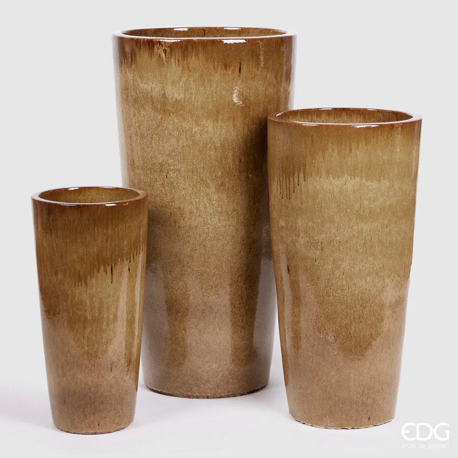 EDG Enzo De Gasperi Set 3 Pcs Glaze Vase H 100 Cm H 80 Cm H 60 Cm Sand