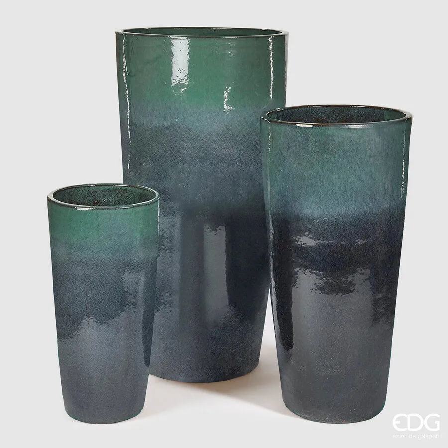 EDG Enzo De Gasperi Set 3 Pcs Glaze Vase H 100 Cm H 80 Cm H 60 Cm Teal