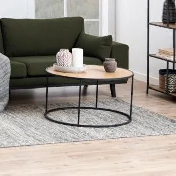 Table basse Dover Ø80 - noir/chêne sauvage