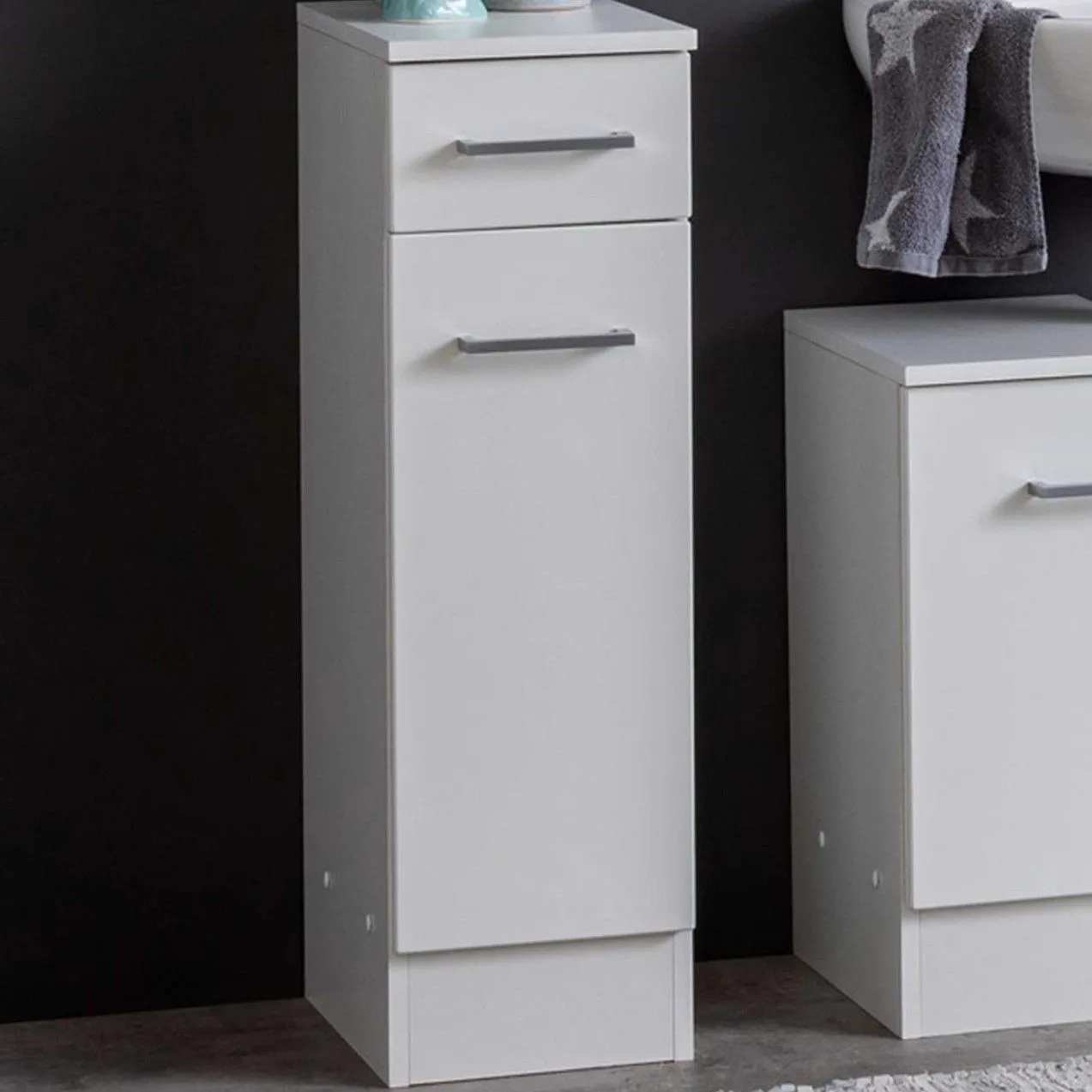 Armoire salle de bains Ricca 25cm 1 porte & 1 tiroir - blanc