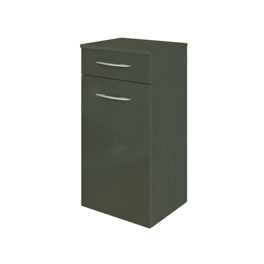 Armoire salle de bains Florent 40cm 1 porte & 1 tiroir - graphite/gris brillant