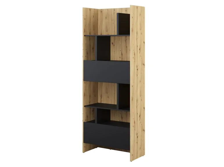 Armoire bureau CONCEPTION PRO 1 porte 1 tiroir noir/chêne artisan