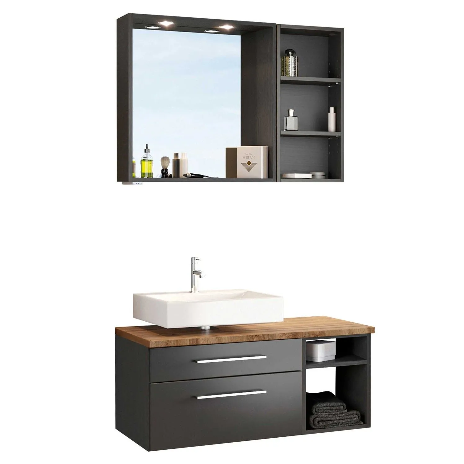 Ensemble salle de bains Dasa 1 gauche - graphite/gris mat