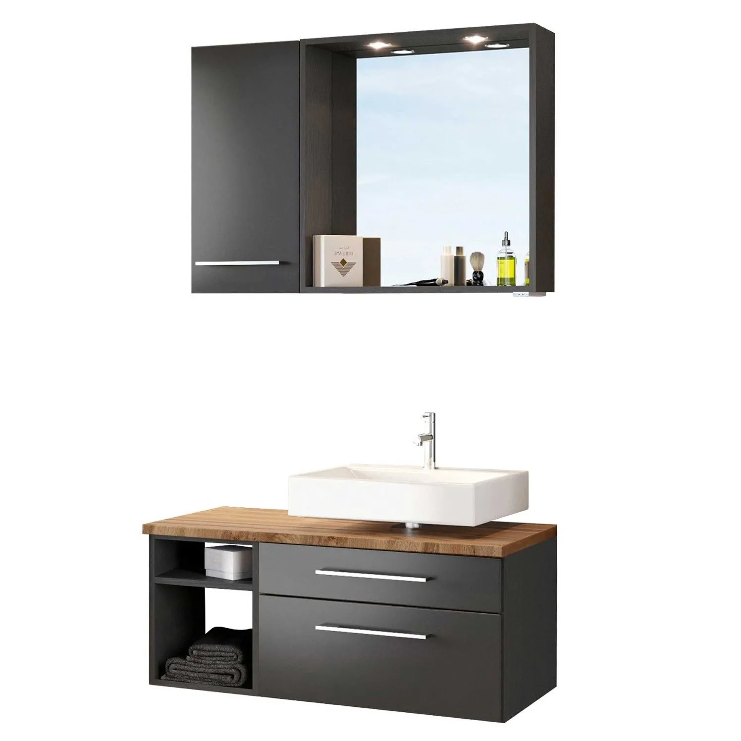 Ensemble salle de bains Dasa 2 droite - graphite/gris mat