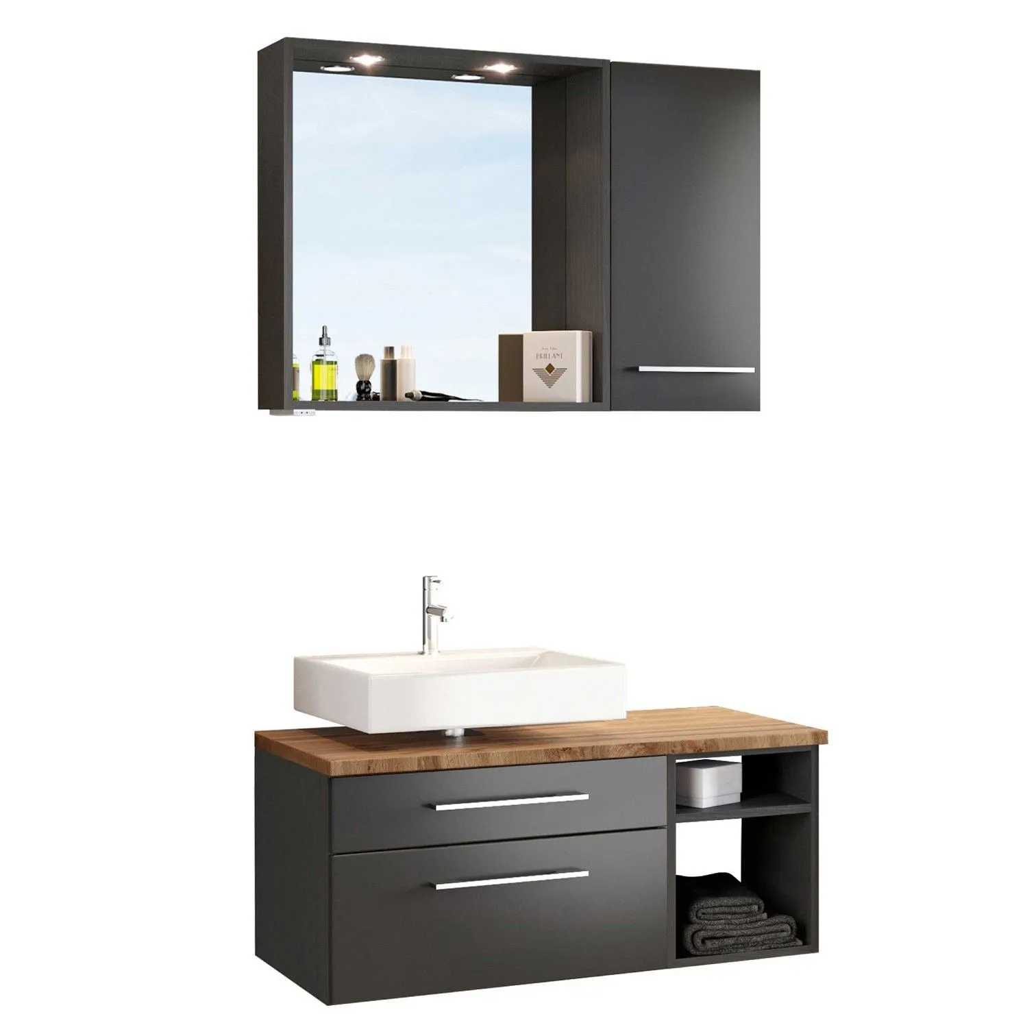 Ensemble salle de bains Dasa 2 gauche - graphite/gris mat