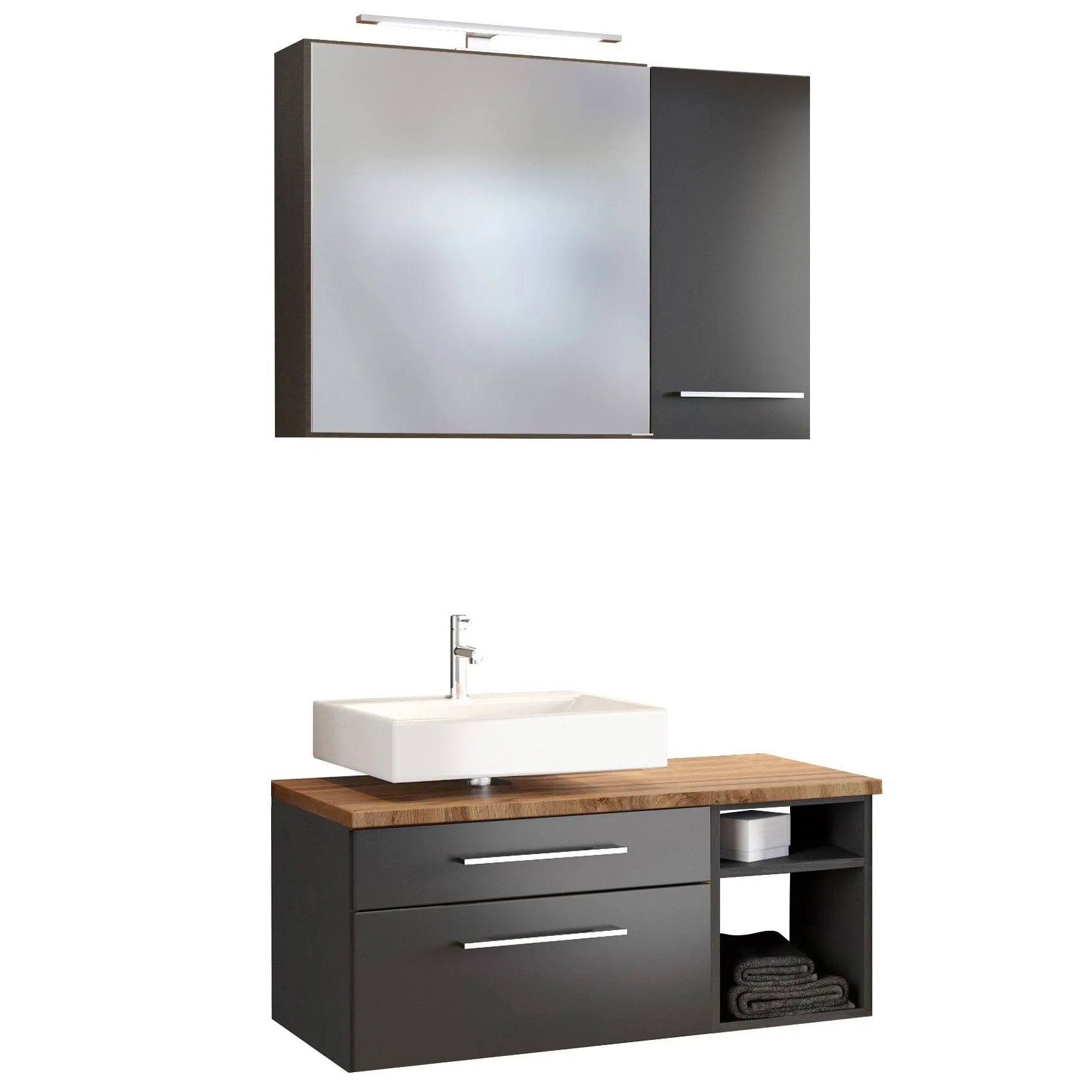 Ensemble salle de bains Dasa 6 gauche - graphite/gris mat