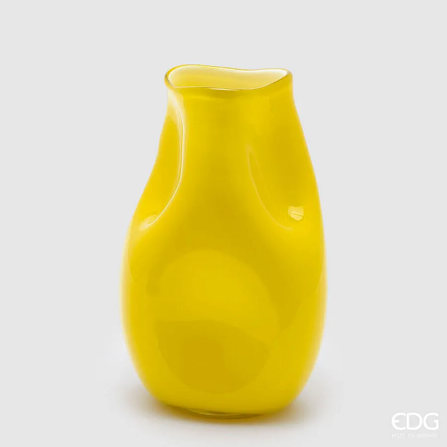 EDG Enzo De Gasperi Dented Vase H 29 Cm D 18 / 8 Cm Glass Yellow