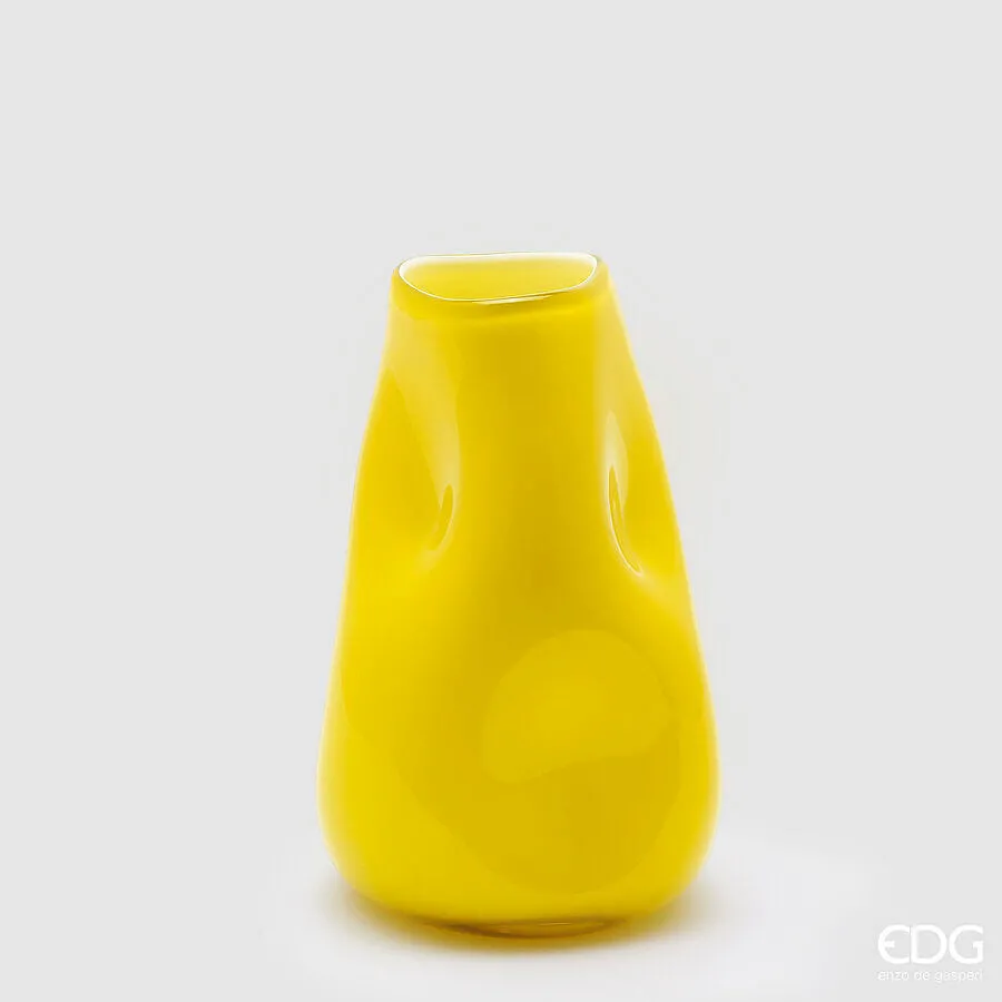 EDG Enzo De Gasperi Dented Vase H 23 Cm D 15 / 7 Cm Yellow Glass
