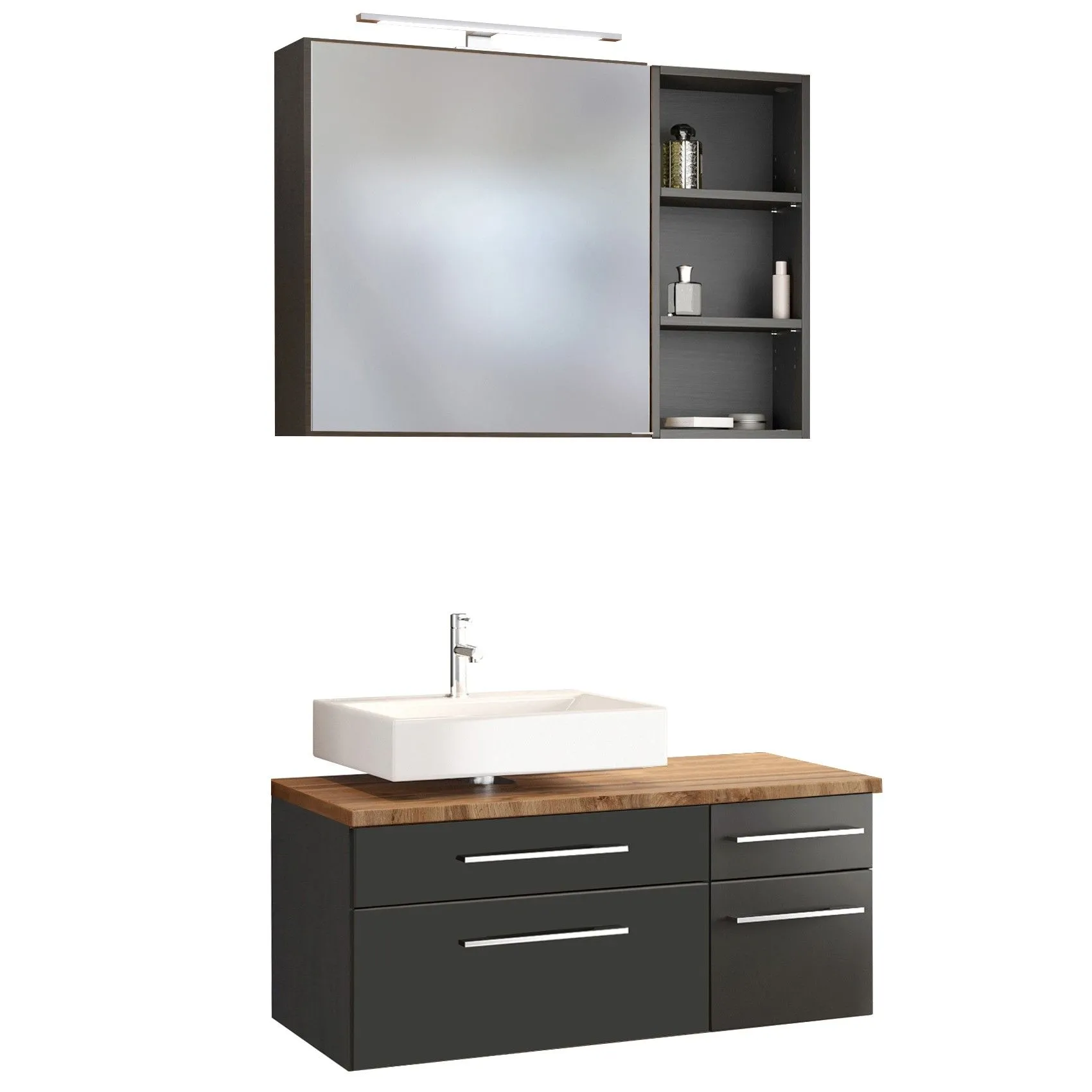 Ensemble salle de bains Dasa 7 gauche - graphite/gris mat