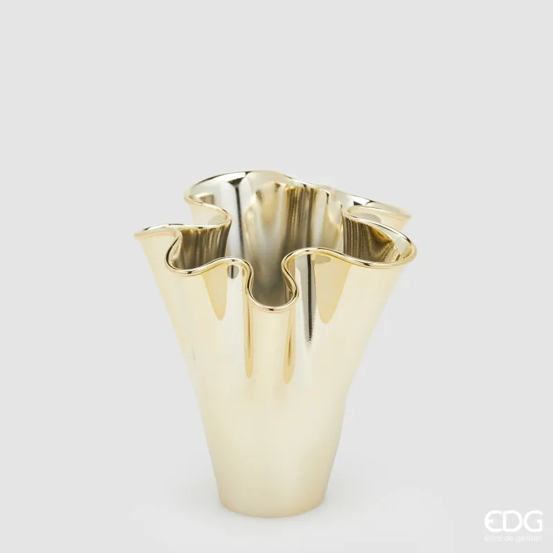 EDG Enzo De Gasperi Nida Drape Vase H 22 Cm D 17 Cm Gold