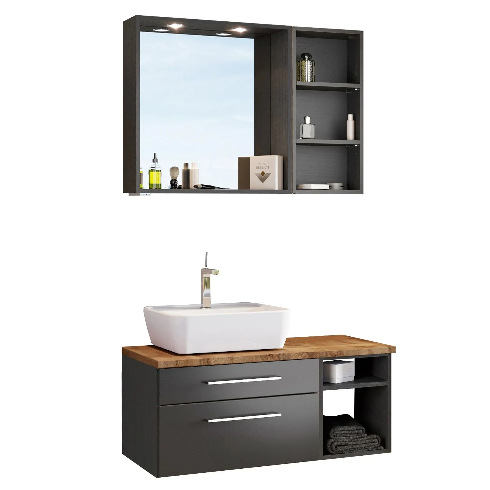 Ensemble salle de bains Dasa 9 gauche - graphite/gris mat