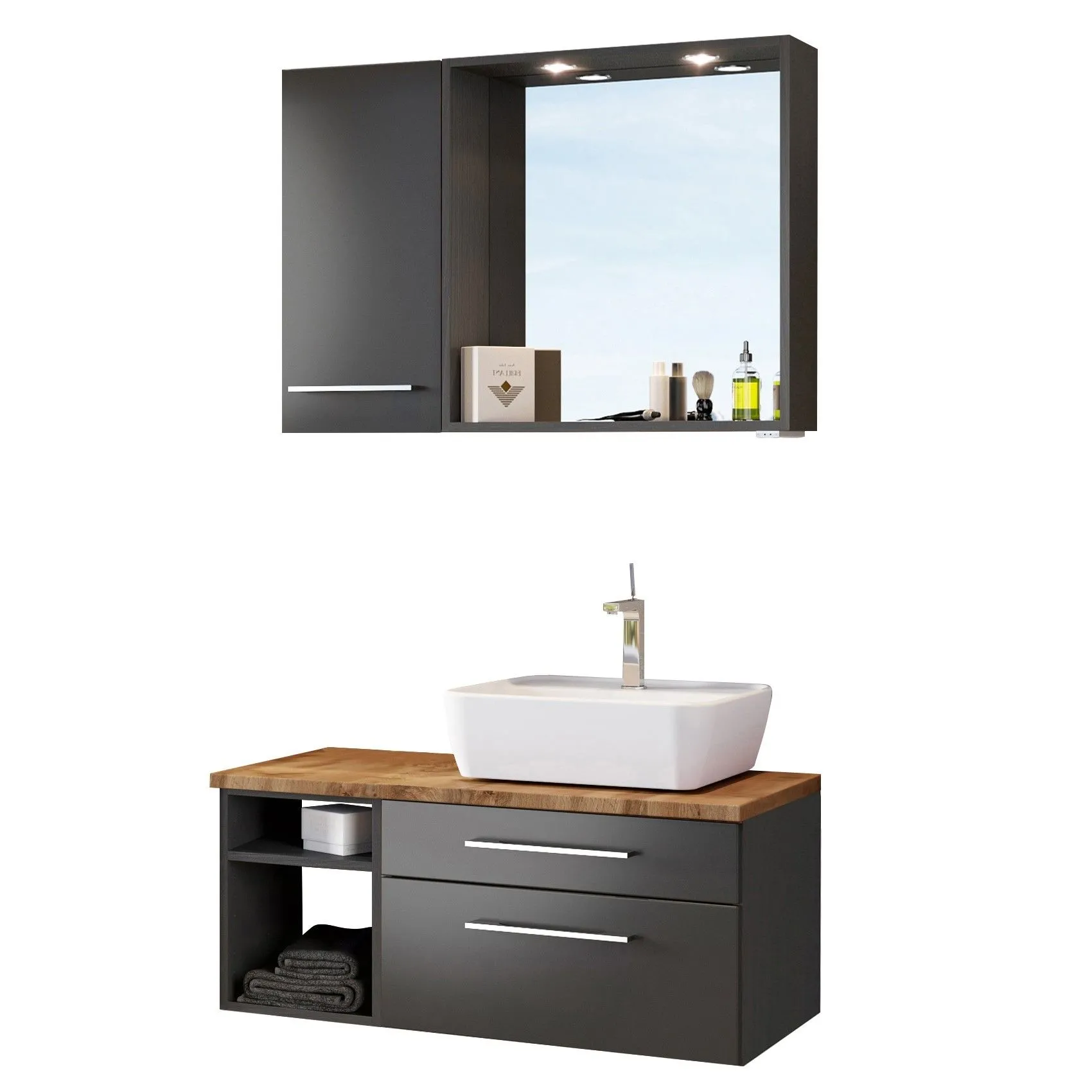 Ensemble salle de bains Dasa 10 droite - graphite/gris mat