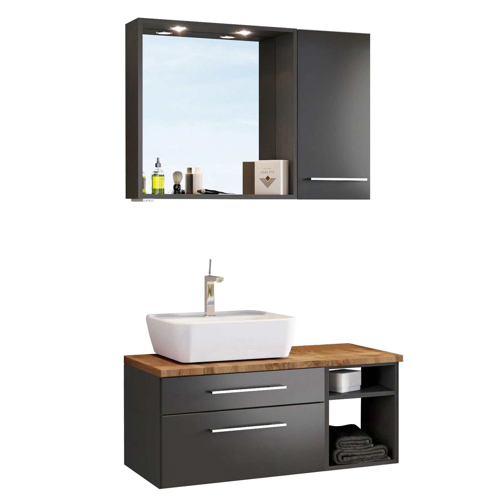 Ensemble salle de bains Dasa 10 gauche - graphite/gris mat