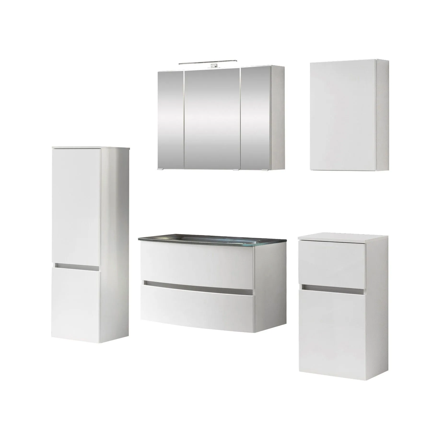 Ensemble de salle de bains Kornel 12 à 5 pièces avec vasque grise - blanc