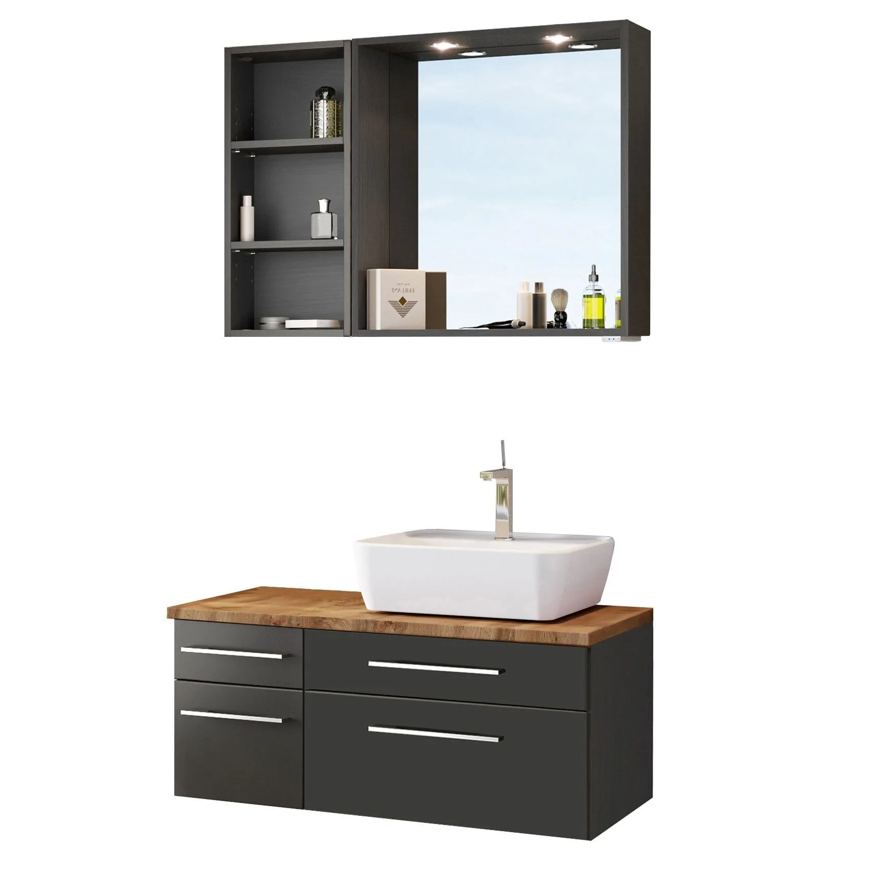 Ensemble salle de bains Dasa 11 droite - graphite/gris mat