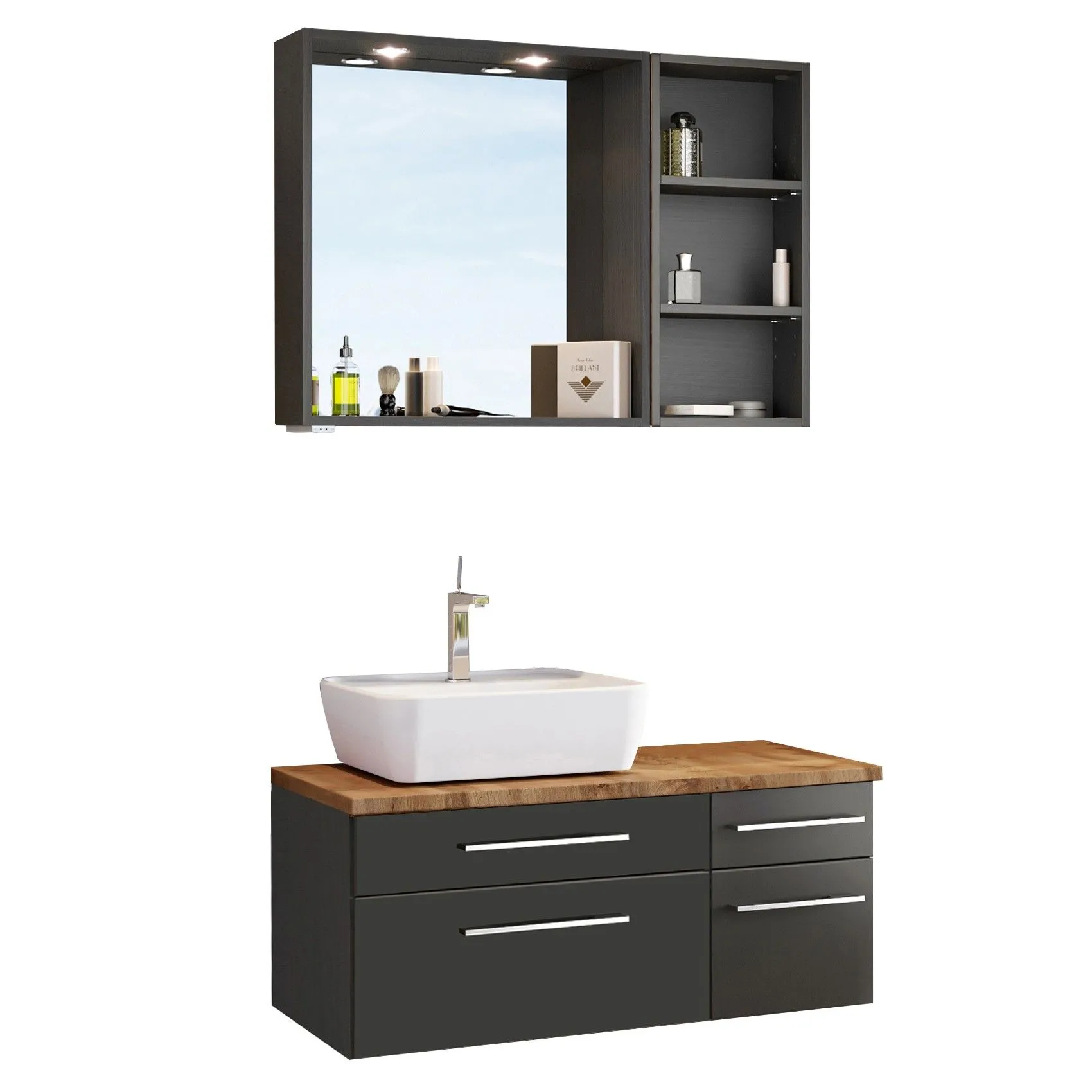 Ensemble salle de bains Dasa 11 gauche - graphite/gris mat