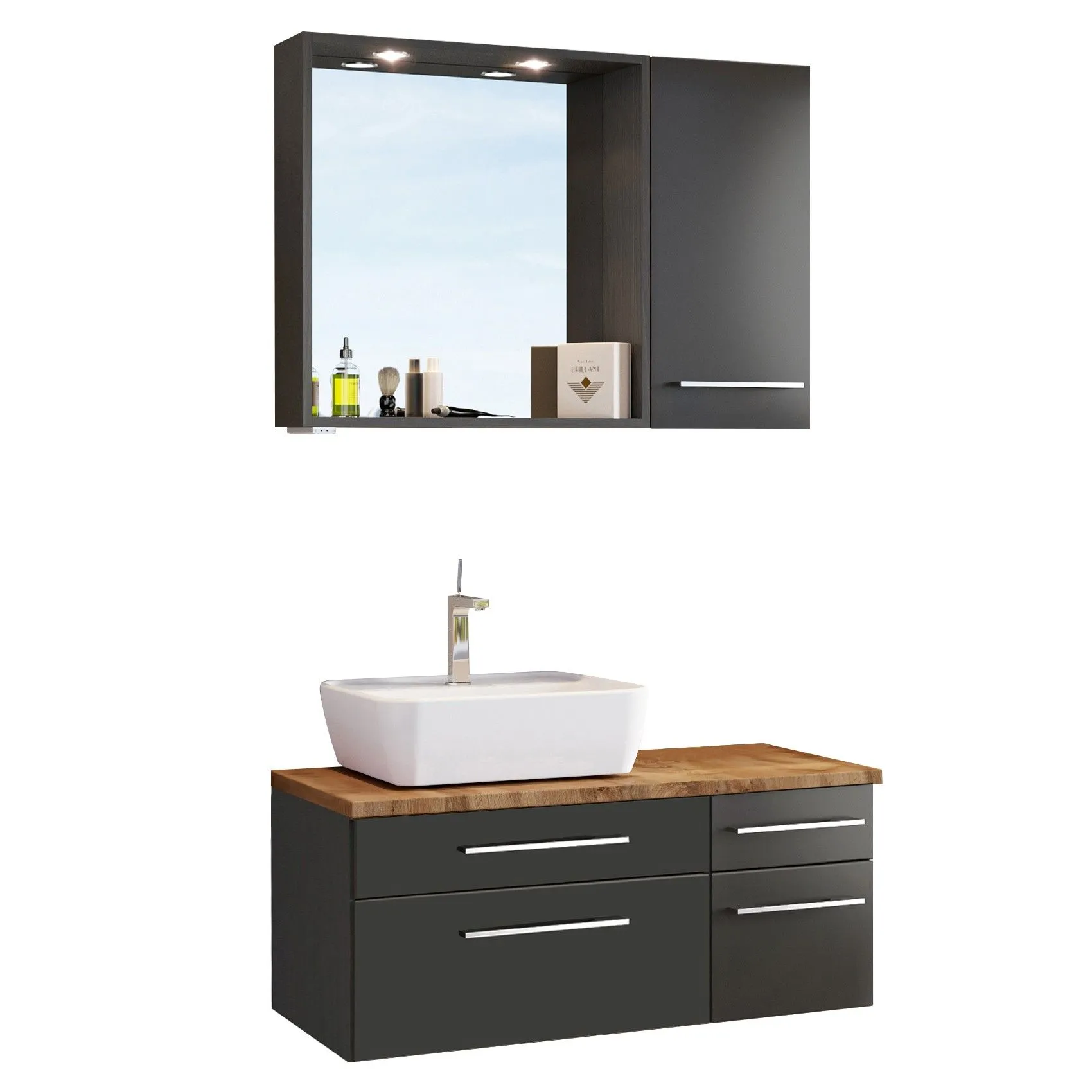 Ensemble salle de bains Dasa 12 gauche - graphite/gris mat