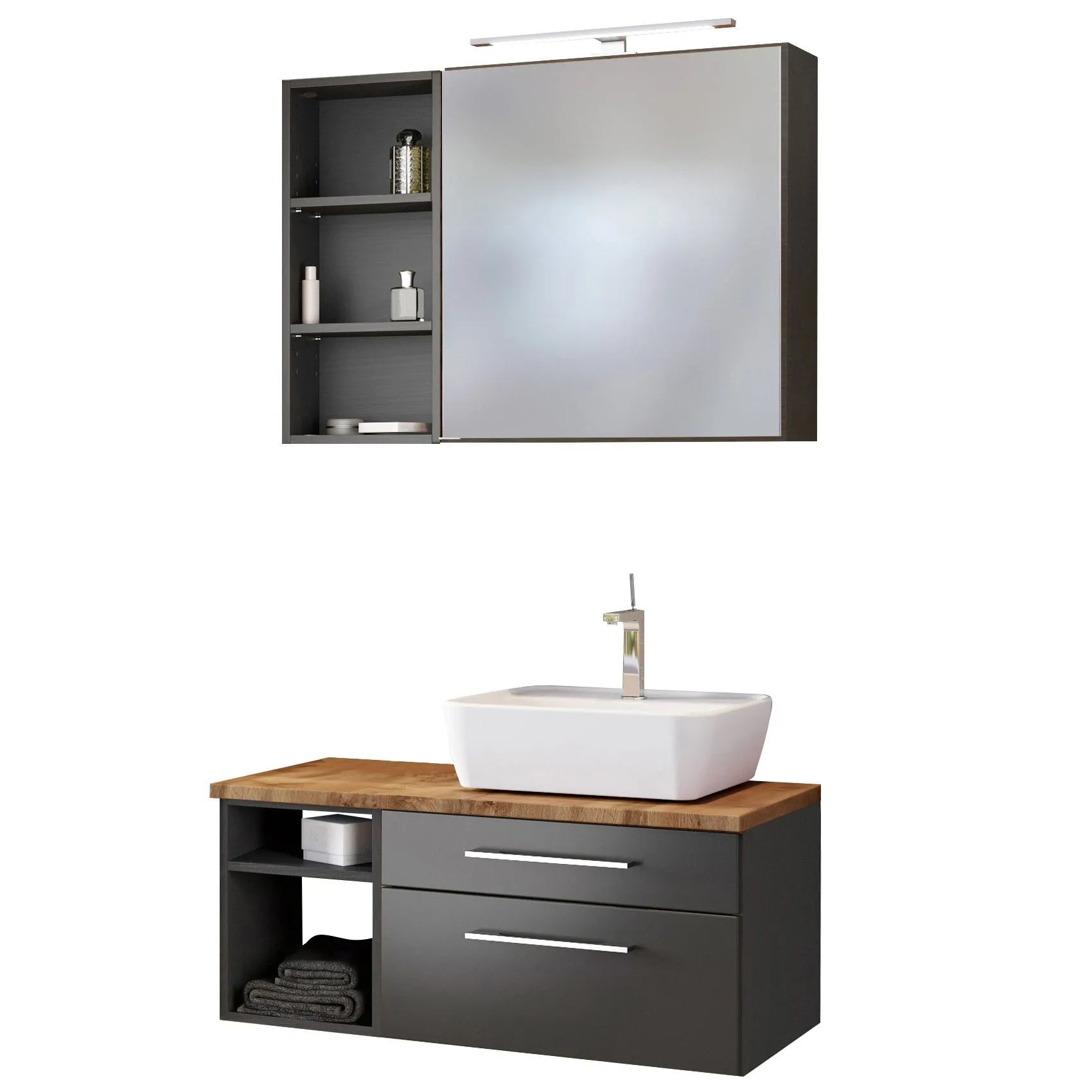 Ensemble salle de bains Dasa 13 droite - graphite/gris mat