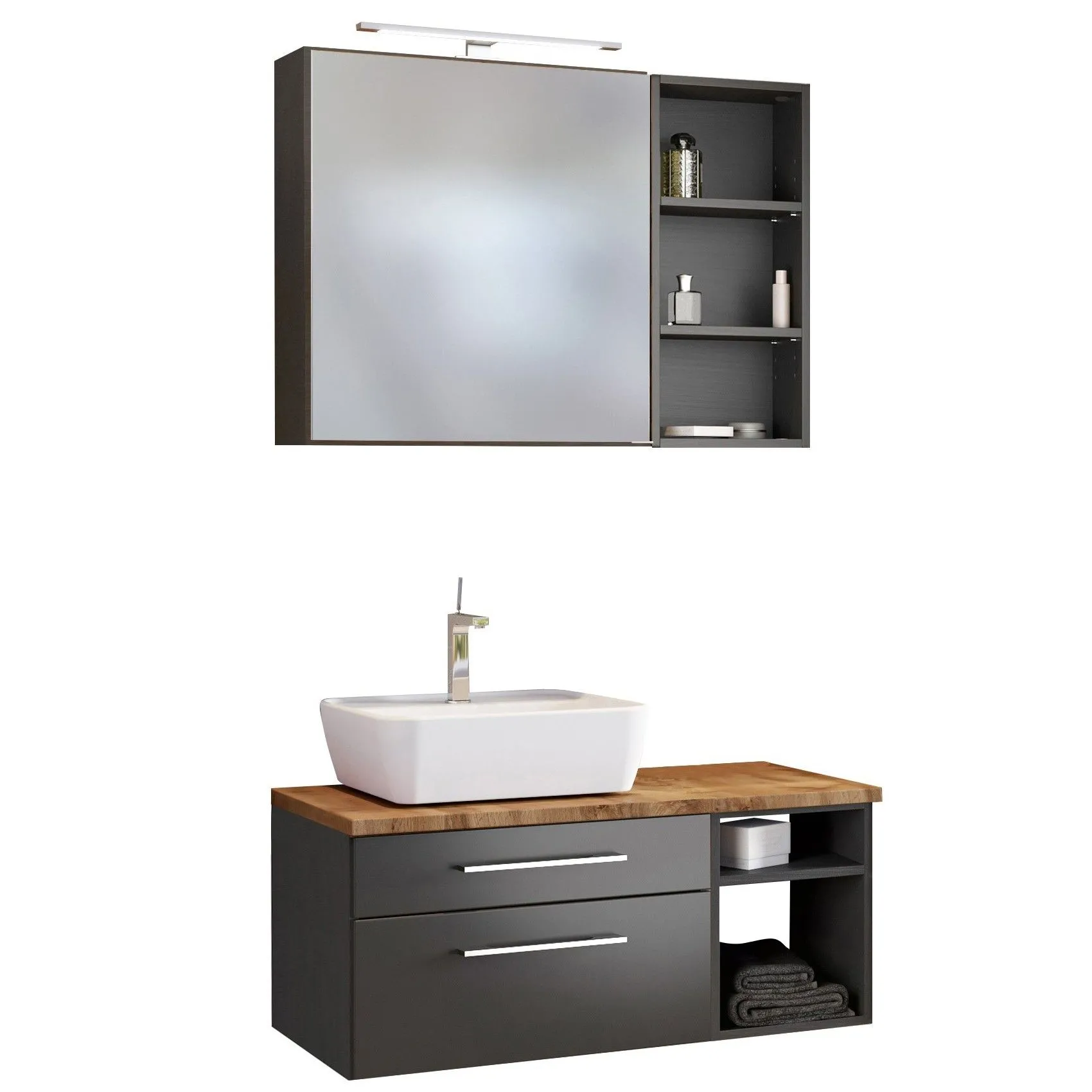 Ensemble salle de bains Dasa 13 gauche - graphite/gris mat