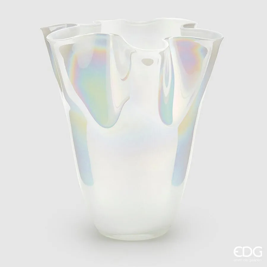EDG Enzo De Gasperi Drappo Vase H 31 Cm D 27 Cm Pearly White