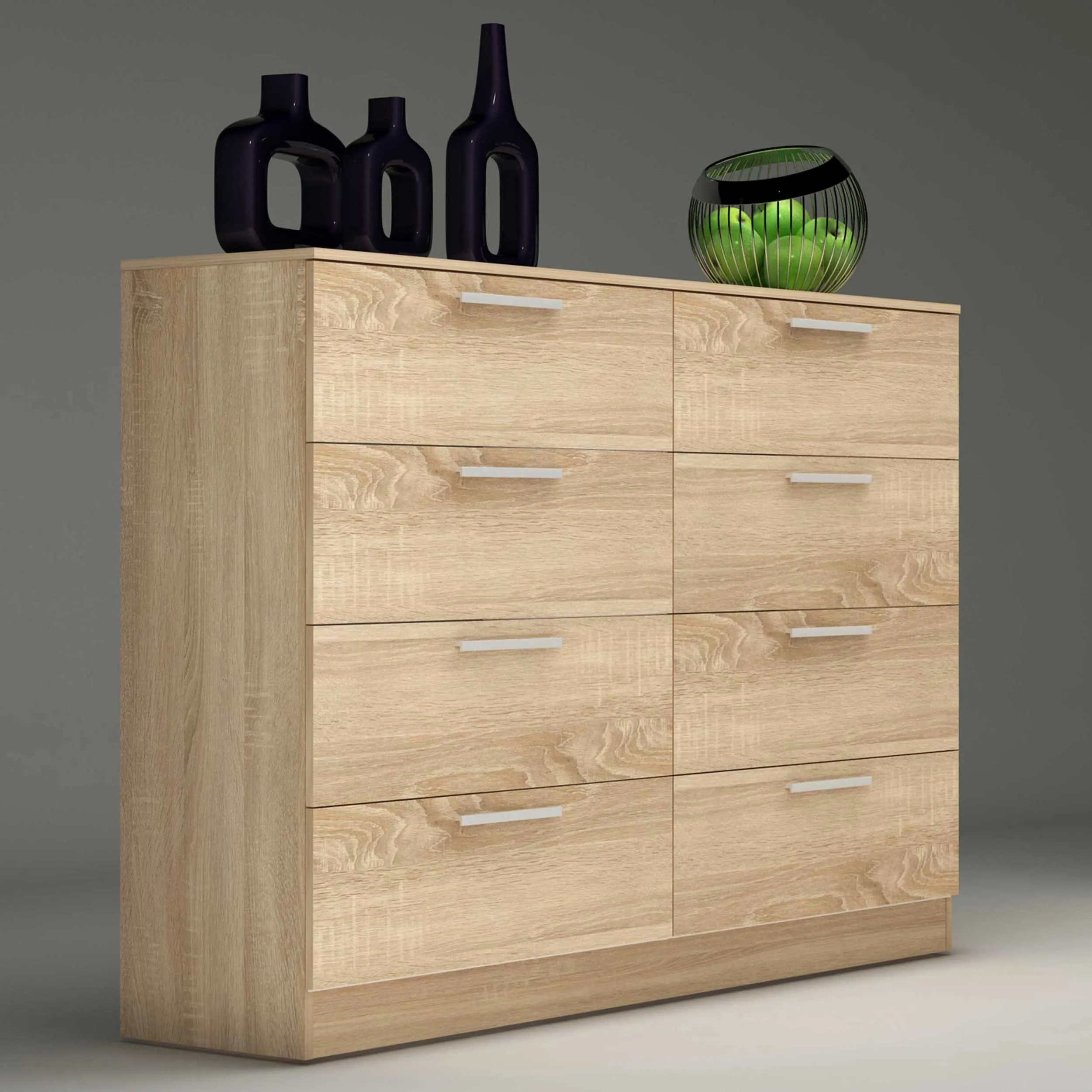 Commode Ramos 8 tiroirs - chêne