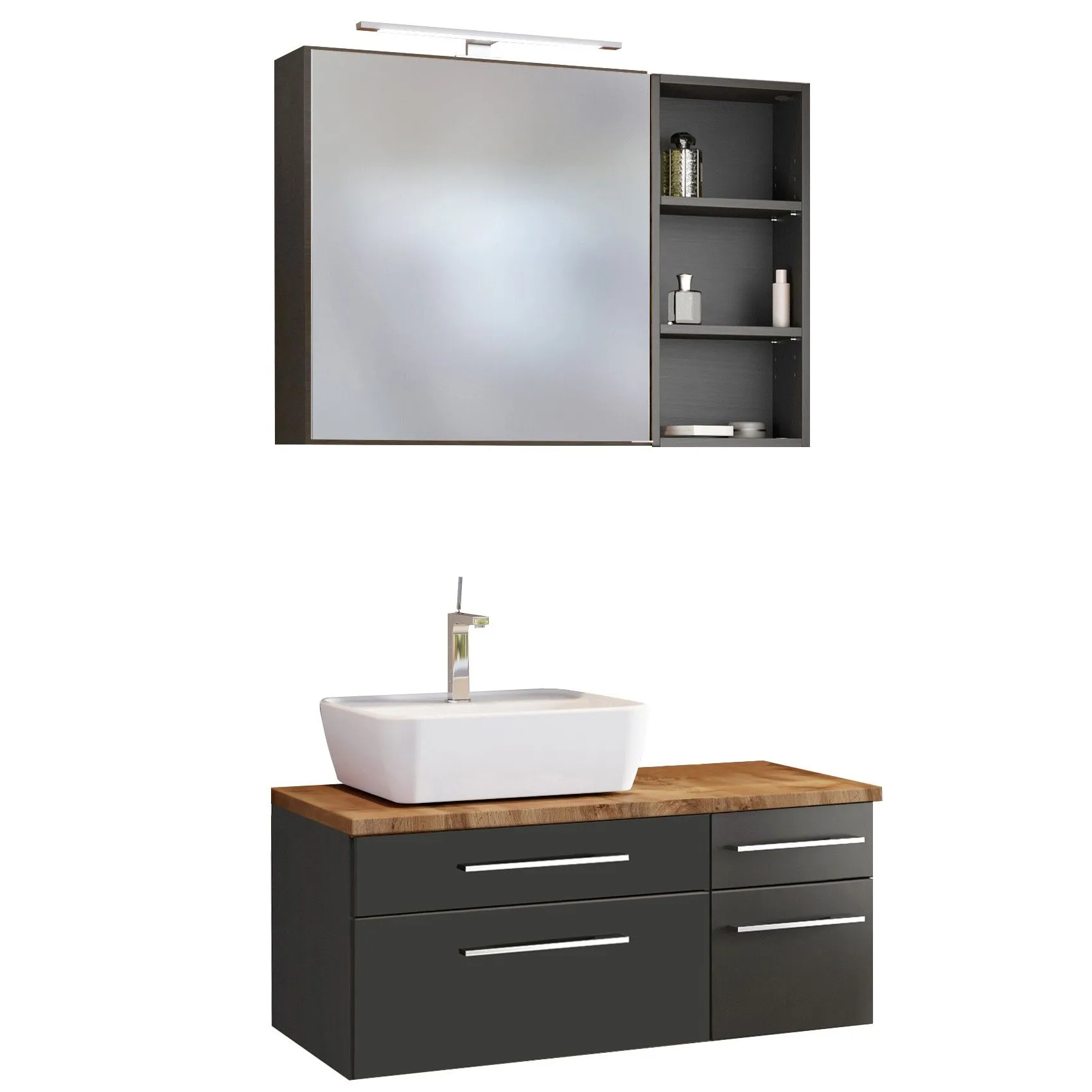 Ensemble salle de bains Dasa 15 gauche - graphite/gris mat