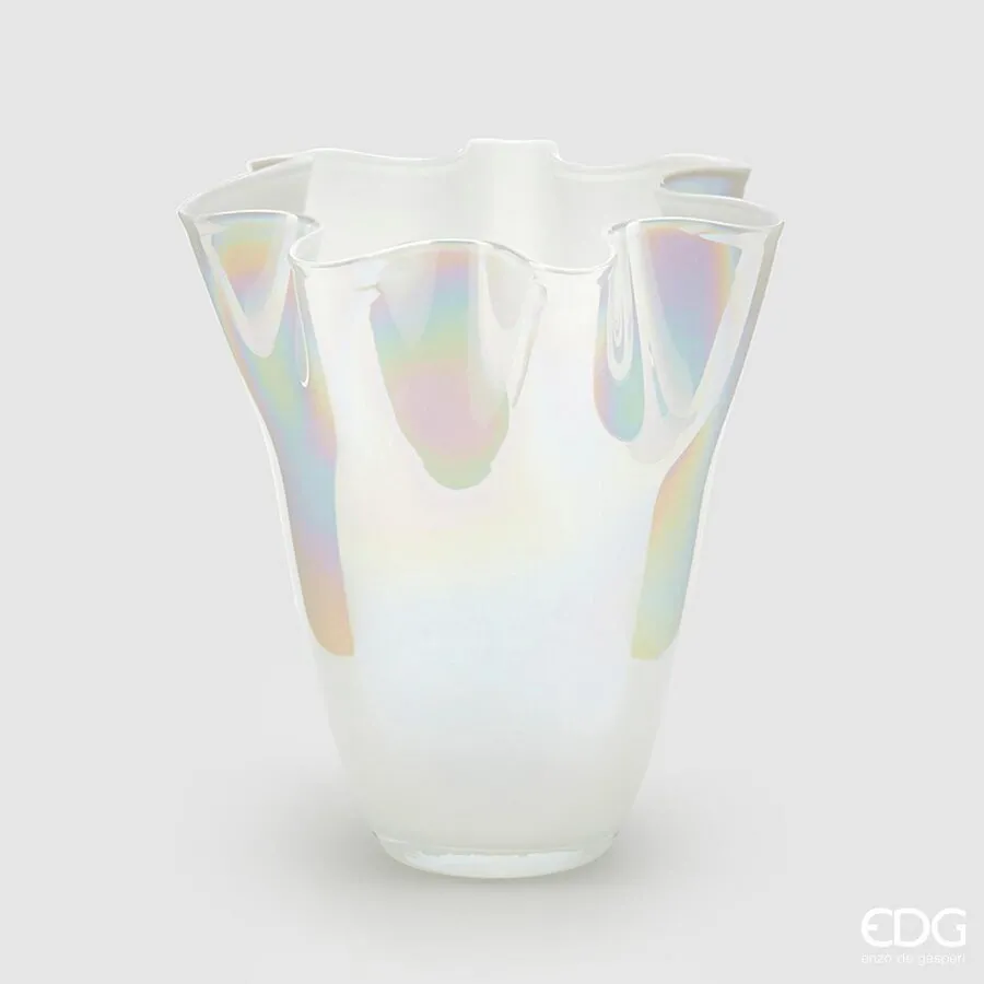 EDG Enzo De Gasperi Drappo Vase H 25 Cm D 22 Cm Pearly White