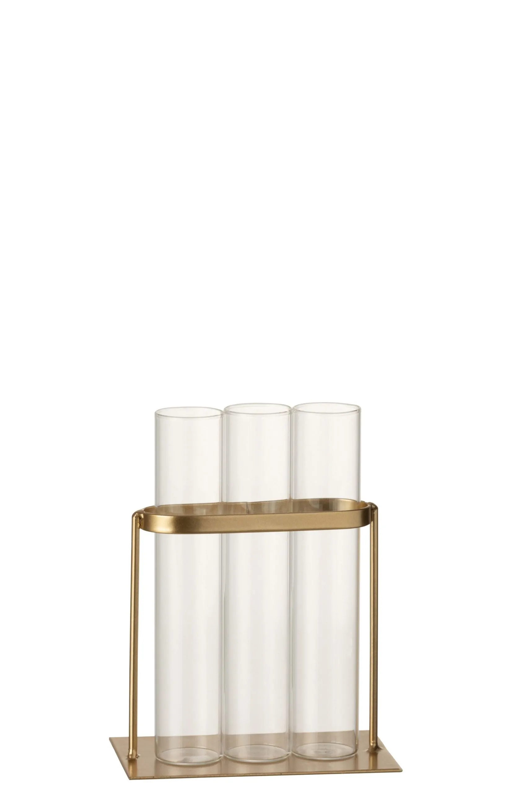 Soliflore 3 tubes metal/verre or